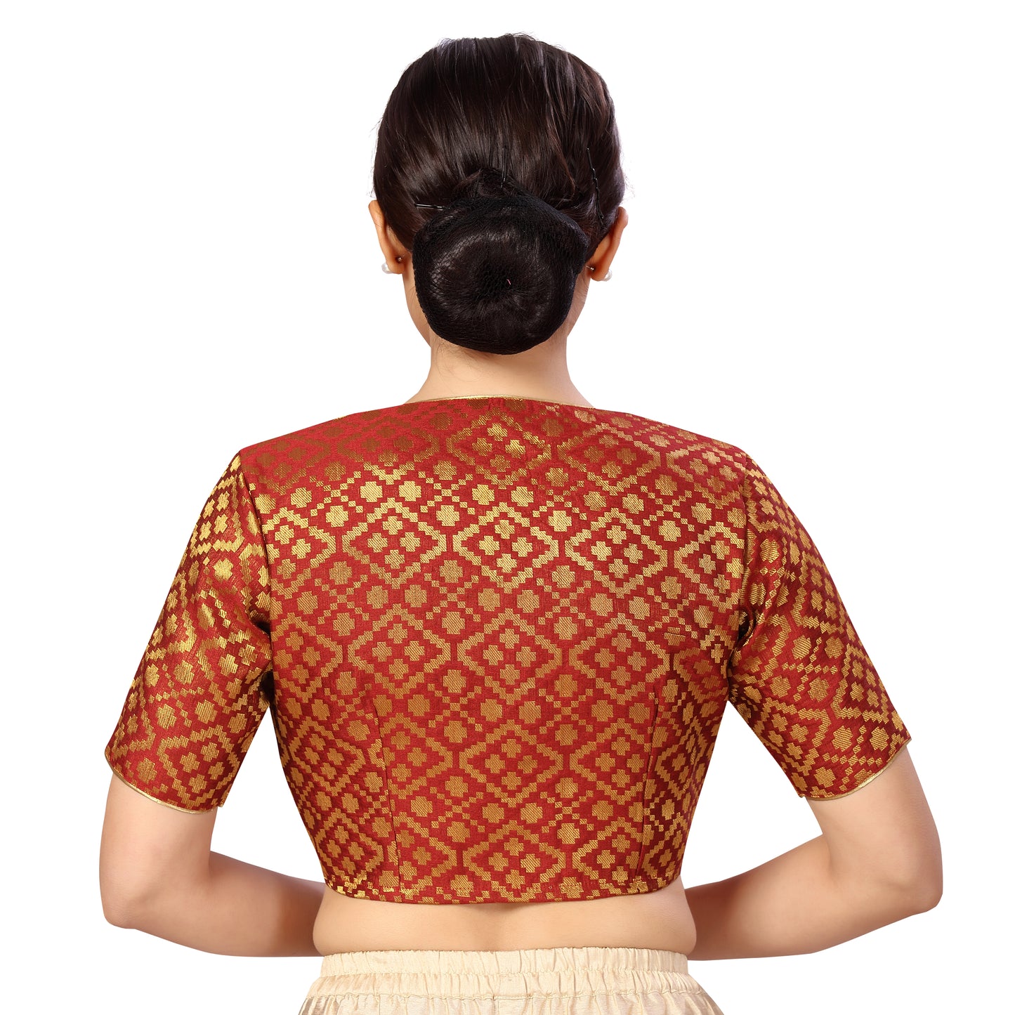 Women's Maroon Benaras Brocade Polyester Blouse (Design 2592)