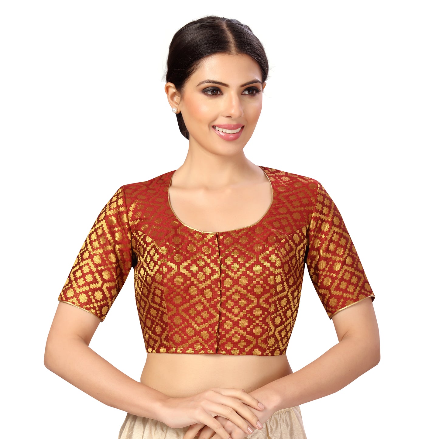 Women's Maroon Benaras Brocade Polyester Blouse (Design 2592)