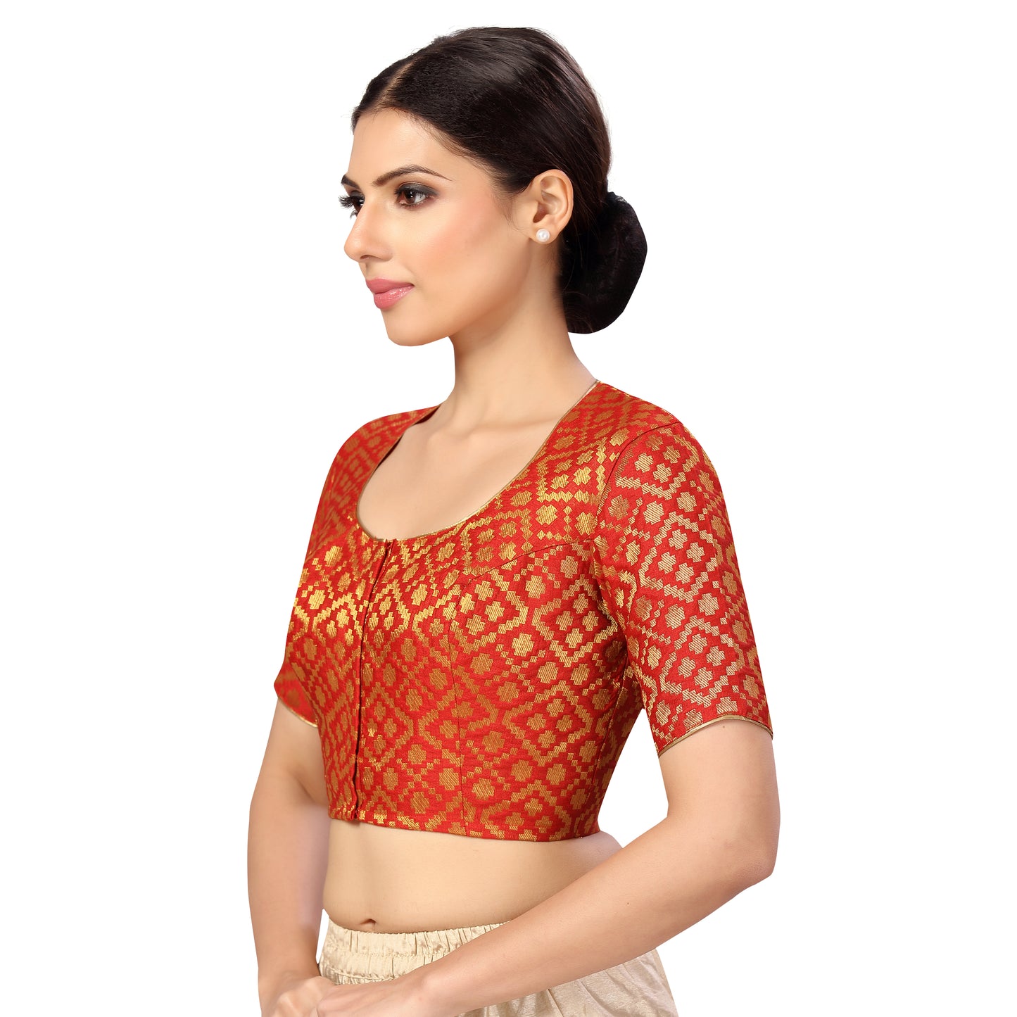 Women's Red Benaras Brocade Polyester Blouse (Design 2592)