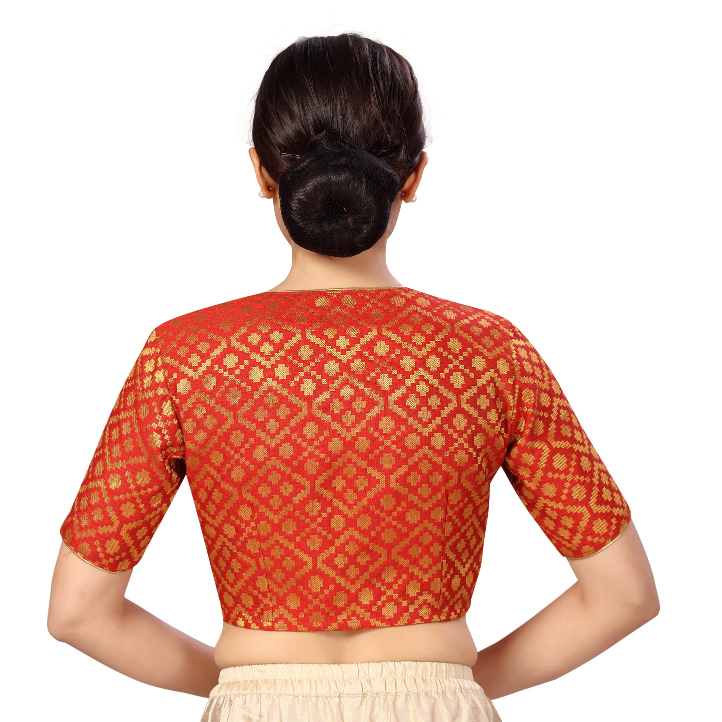 Women's Red Benaras Brocade Polyester Blouse (Design 2592)