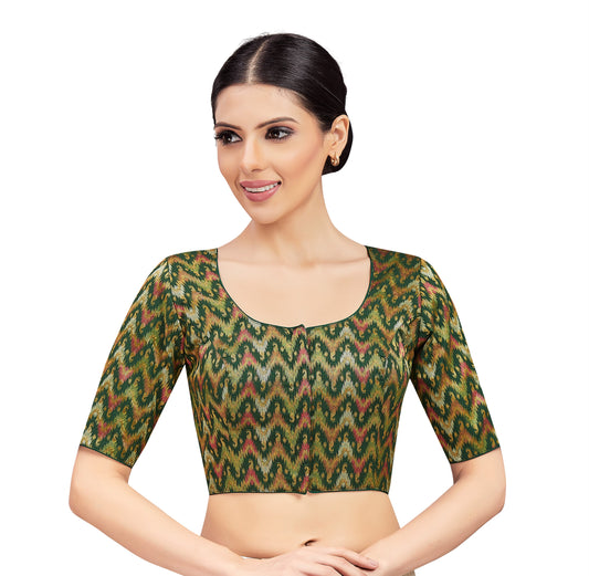 Women's Green Viscose Brocade Blouse (Design 2604)