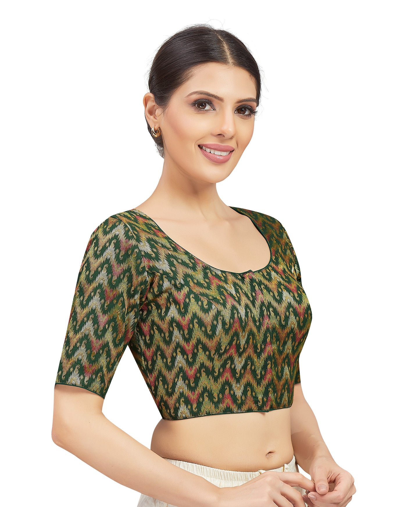 Women's Green Viscose Brocade Blouse (Design 2604)