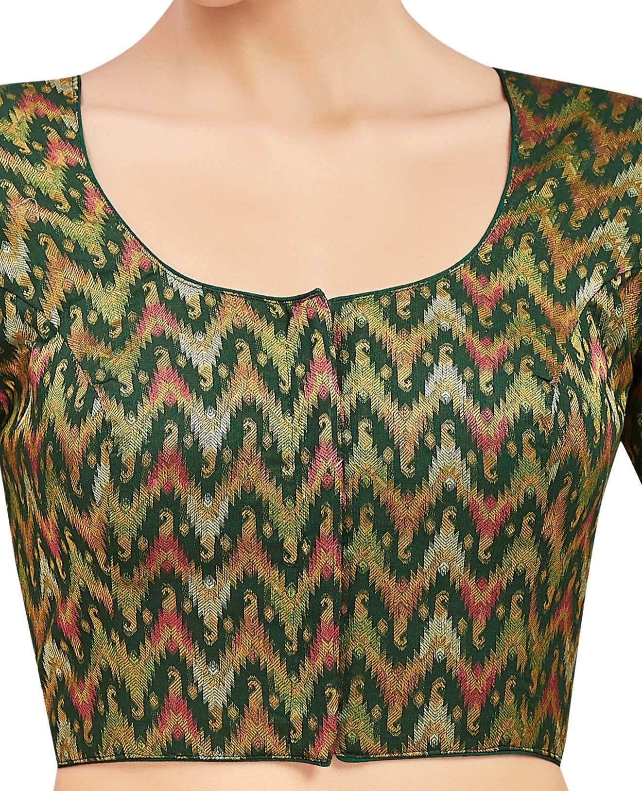 Women's Green Viscose Brocade Blouse (Design 2604)