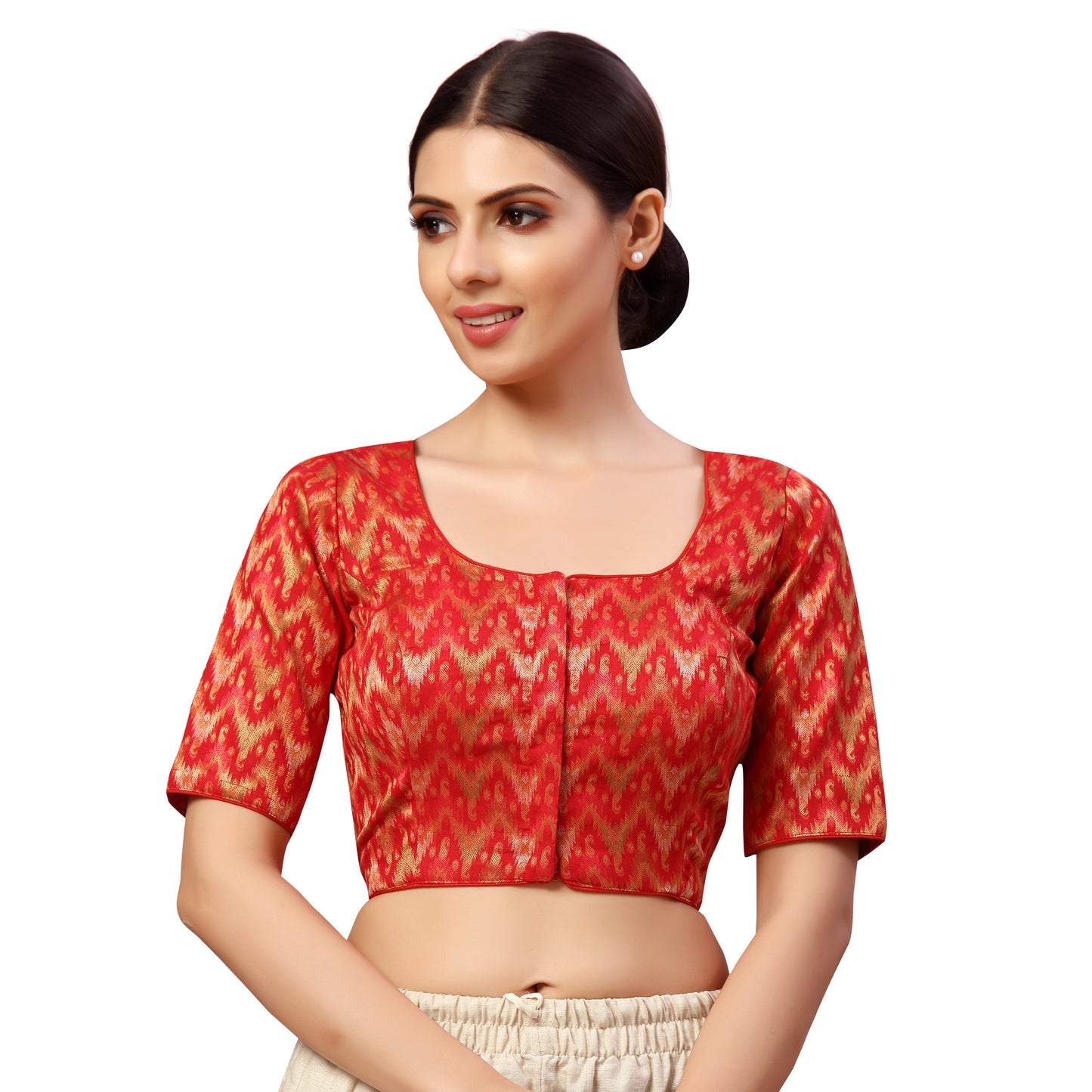 Women's Maroon Viscose Brocade Blouse (Design 2604)