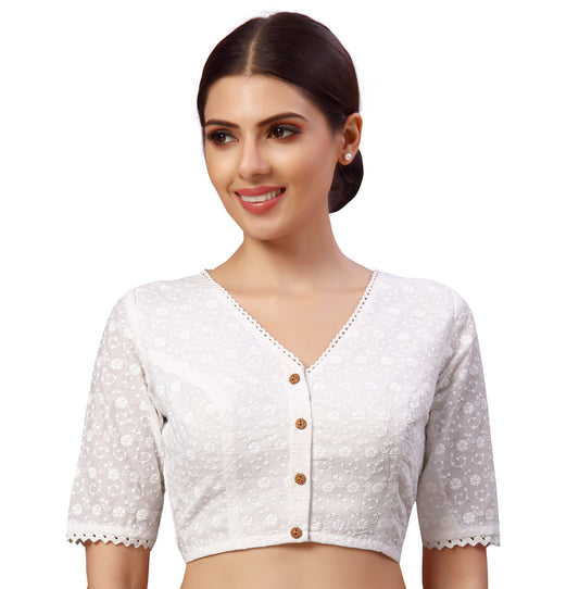 Studio Shringaar Women's White Blouse (Design 2610)