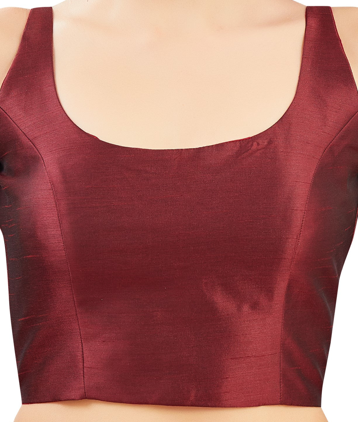 Women's Polyester Sleeveless Satin Padded Saree Blouse (2613 - Dark Maroon)