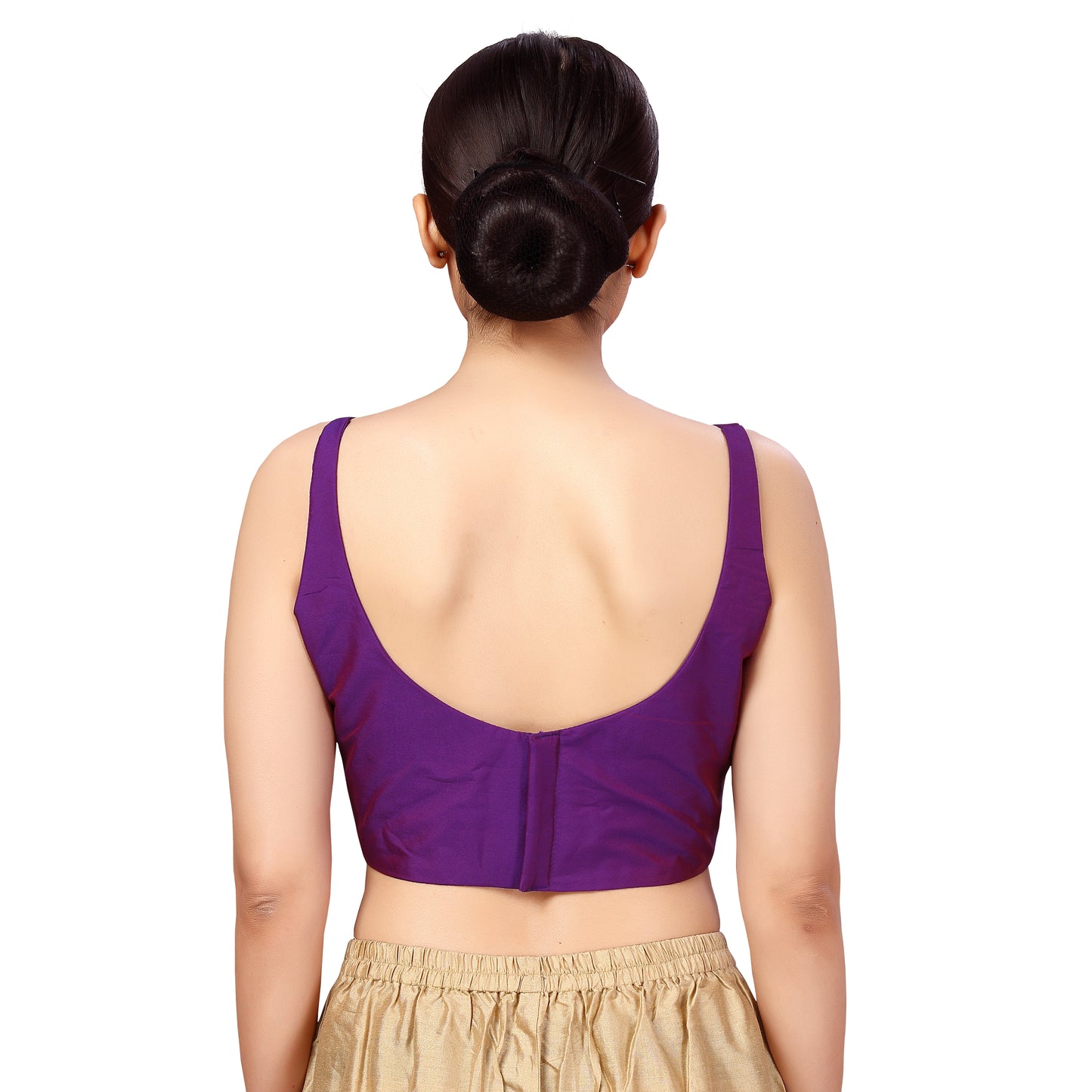 Women's Polyester Sleeveless Satin Padded Saree Blouse (2613 - Purple)