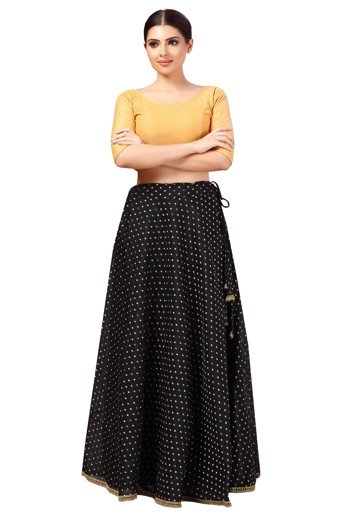 Women's Black Chanderi Silk Skirt (Design 2615)