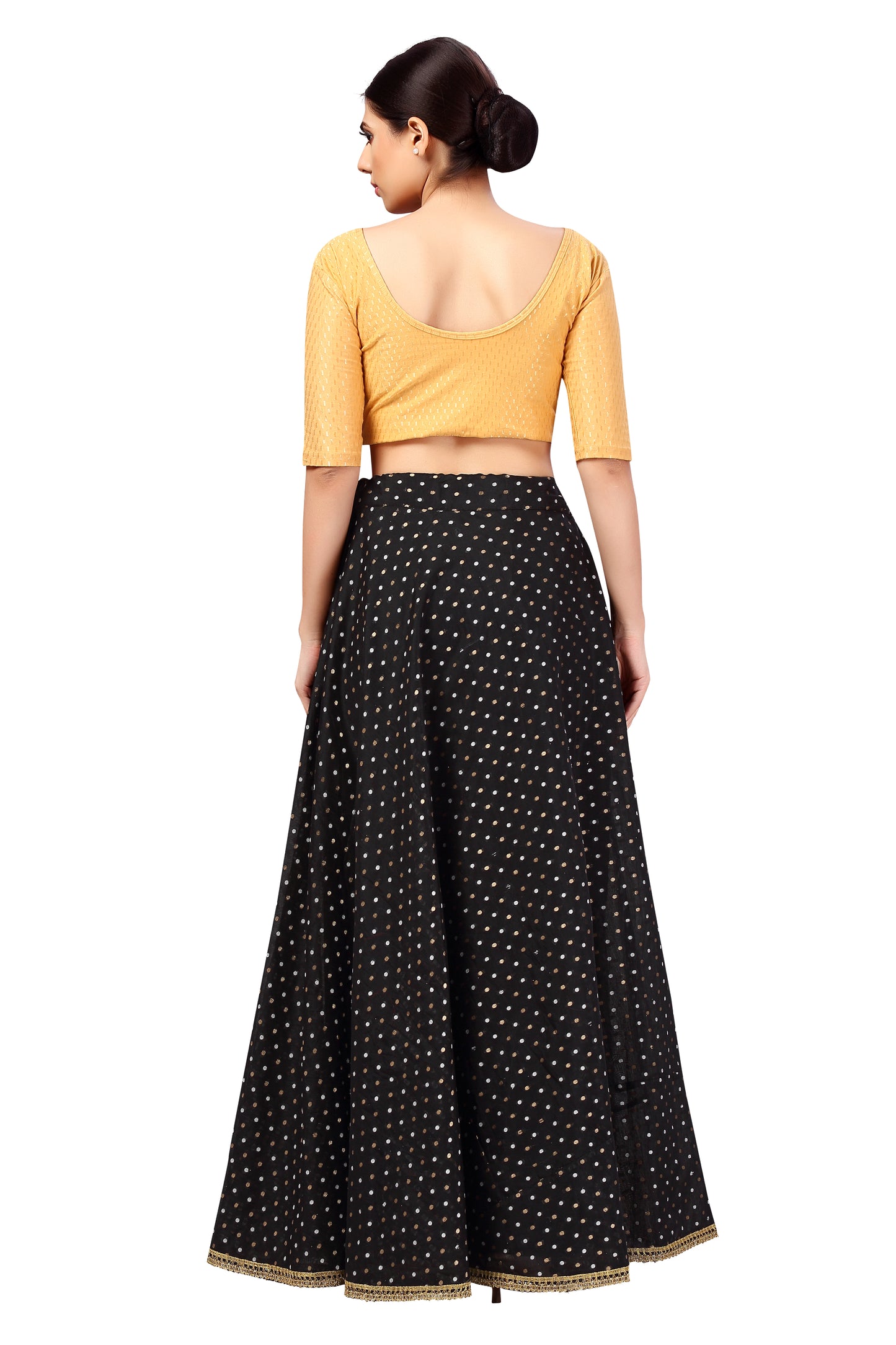 Women's Black Chanderi Silk Skirt (Design 2615)