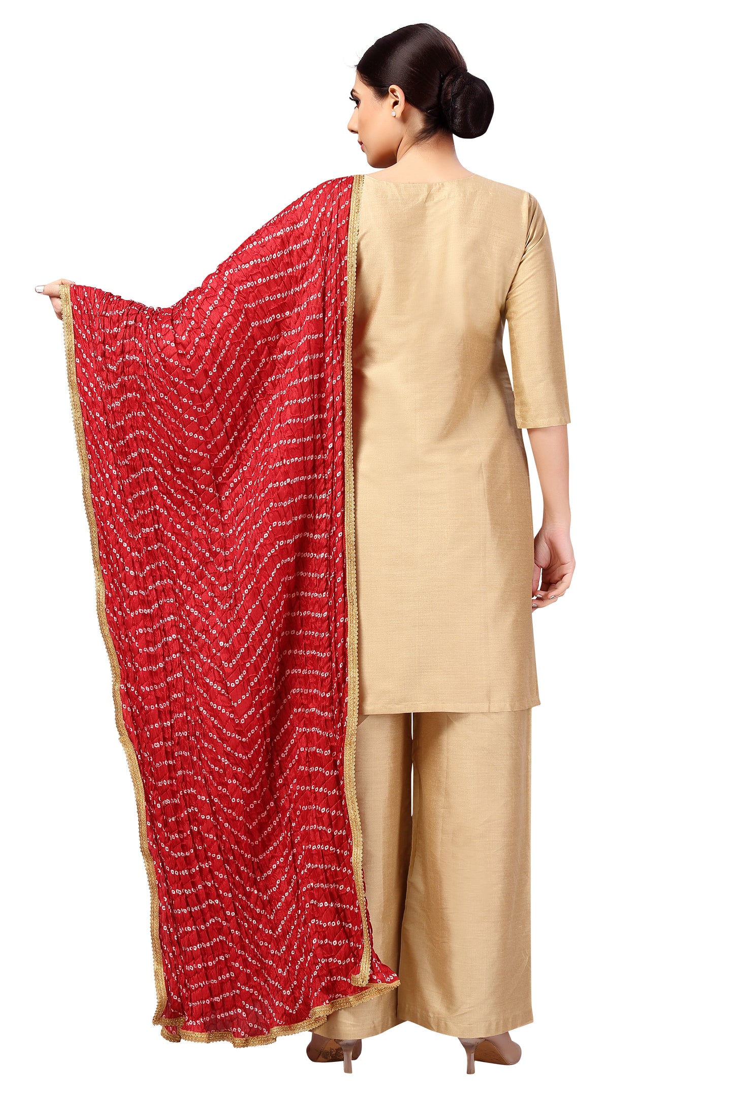 Women's Vegan Silk Bandhni Dupatta (42" X 2.5 Meters) (2618 - Maroon)