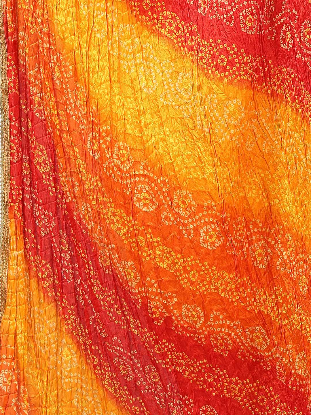 Women's Vegan Silk Multi Coloured Bandhni Dupatta (42" X 2.5 Meters) (2620 - Orange)