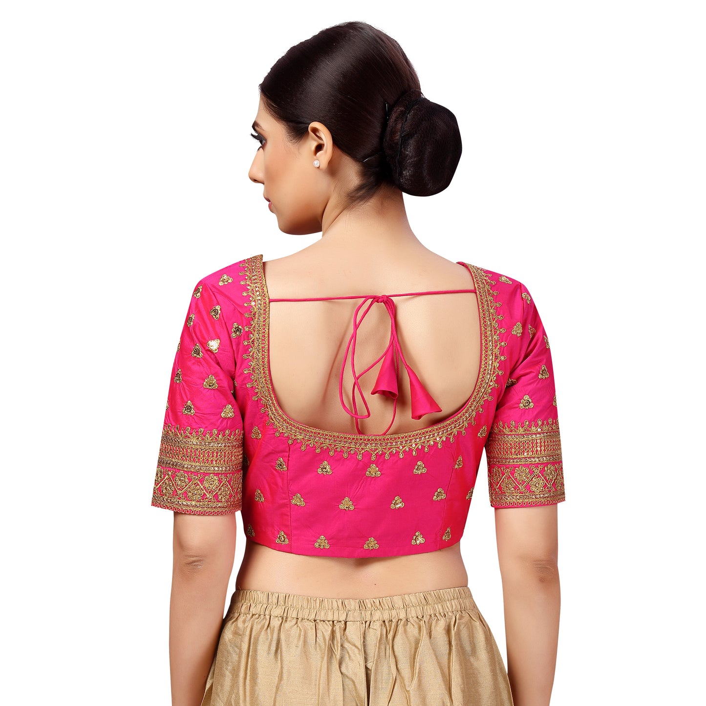 Women's Pink Silk Polyester Blouse (Design 2629)