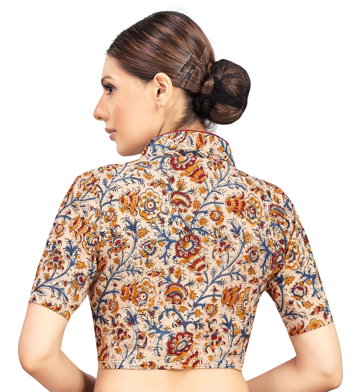 Women's Beige Kalamkari Cotton Blouse (Design 2632)