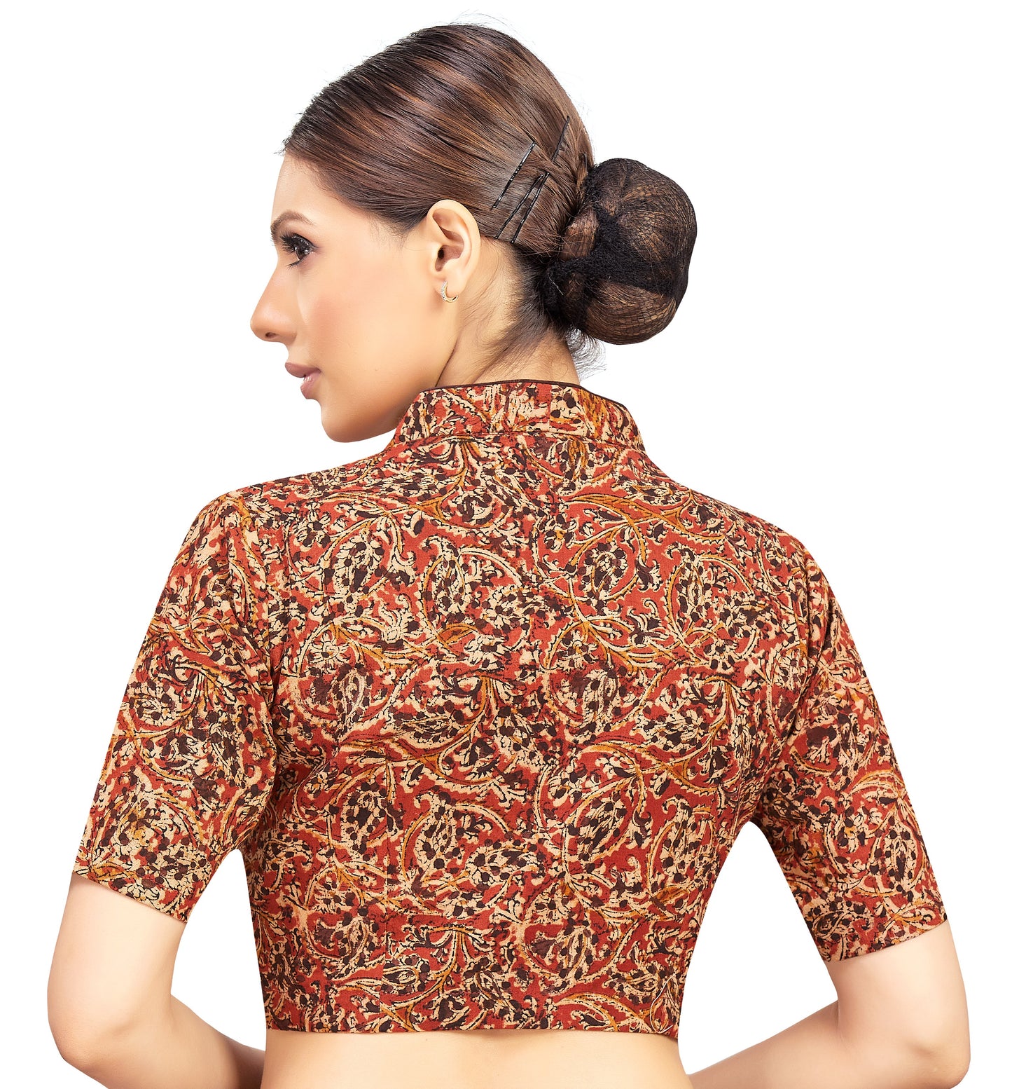 Women's Rust Kalamkari Cotton Blouse (Design 2632)
