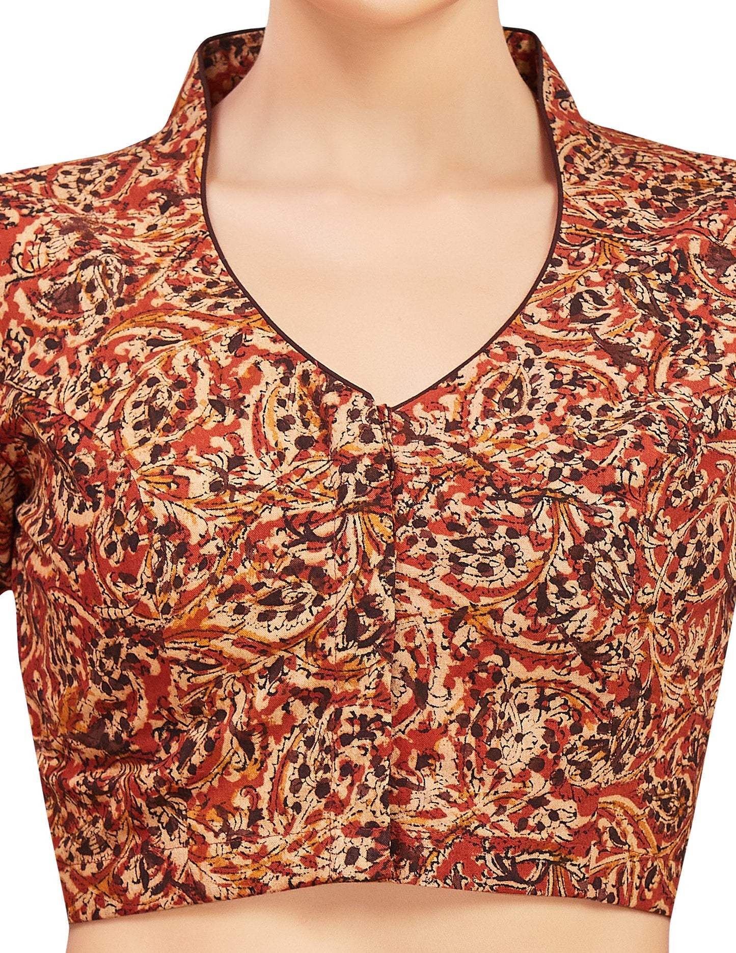Women's Rust Kalamkari Cotton Blouse (Design 2632)
