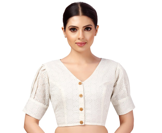 Studio Shringaar Women's White Blouse (Design 2641)