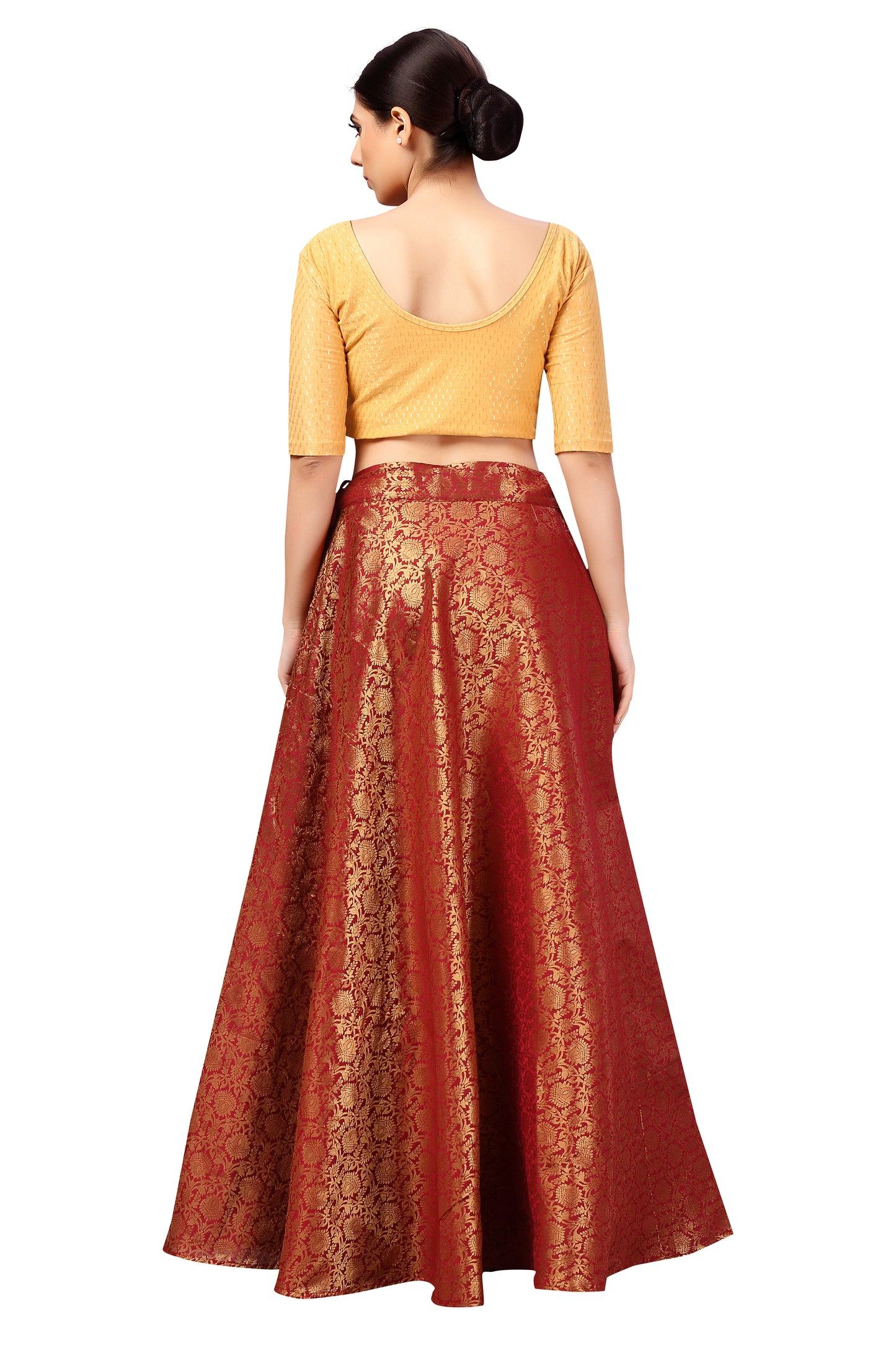 Women's Maroon Polyester Brocade Skirt (Design 2644)