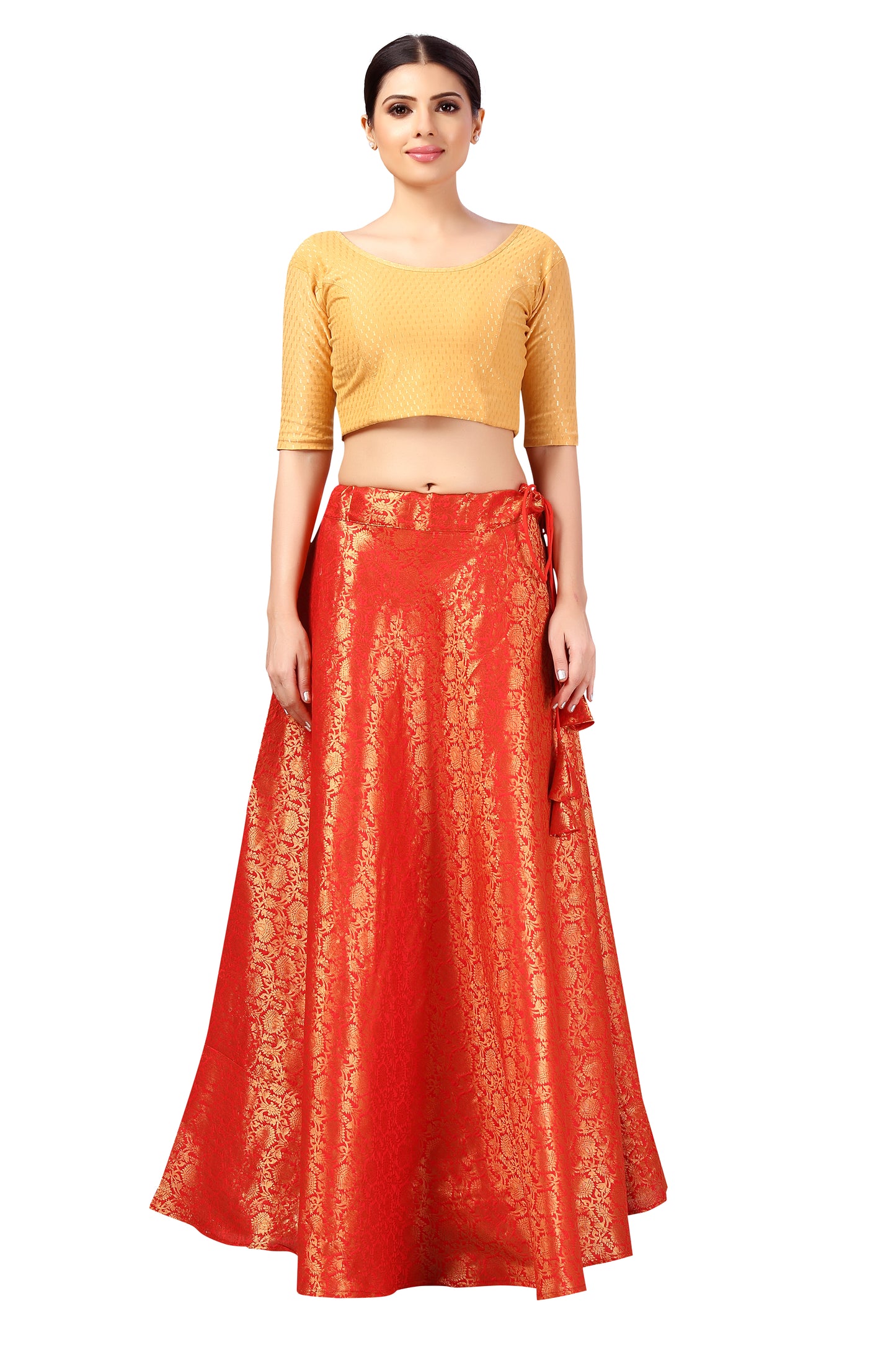 Women's Red Polyester Brocade Skirt (Design 2644)