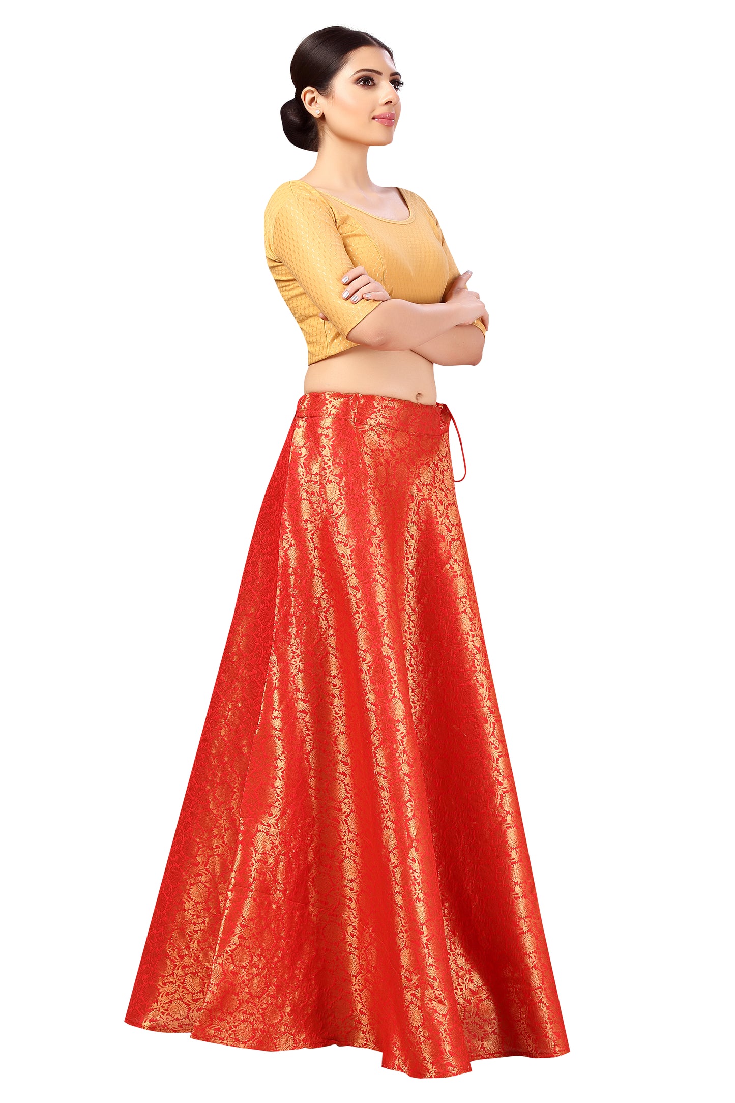 Women's Red Polyester Brocade Skirt (Design 2644)