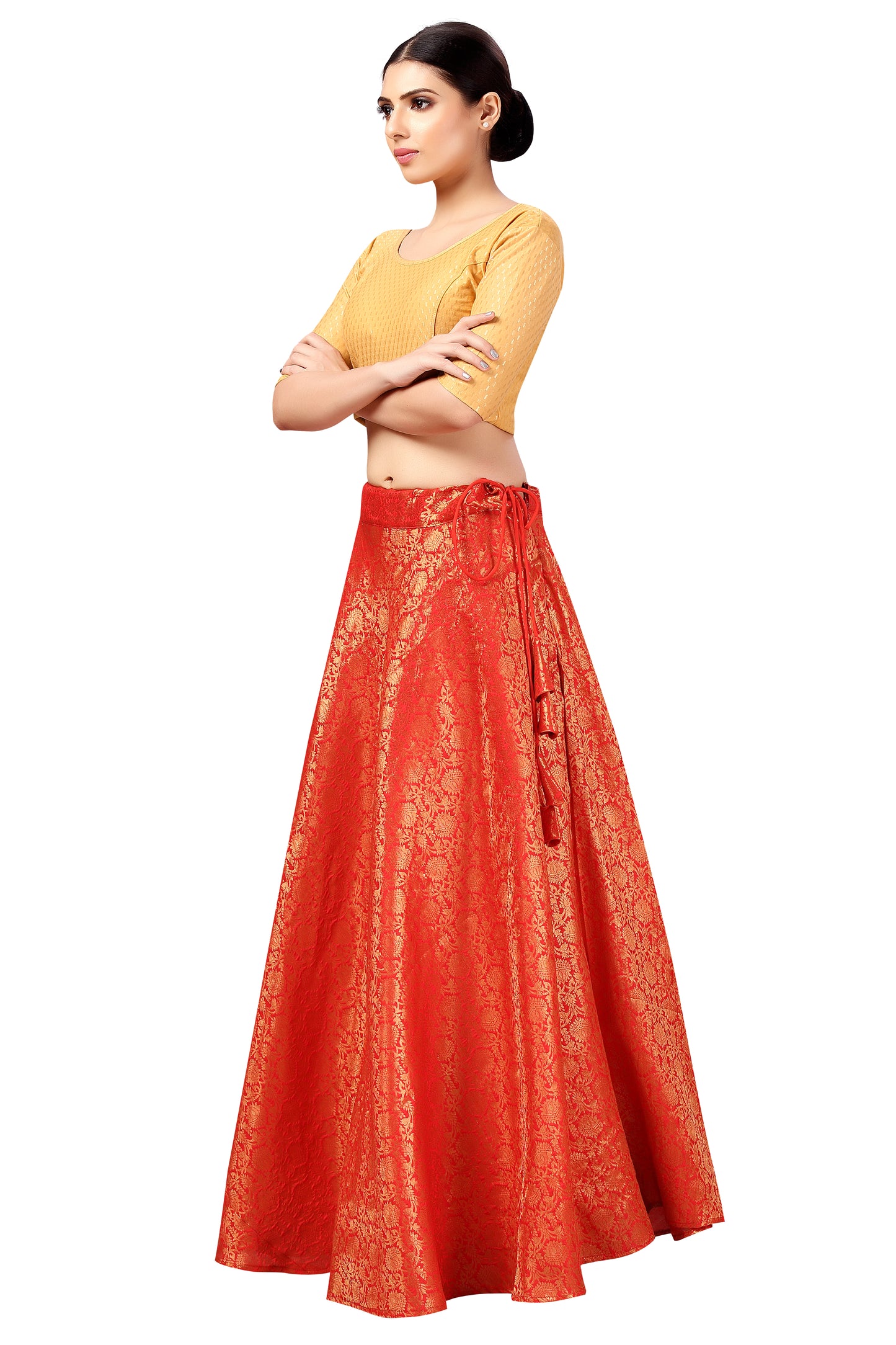 Women's Red Polyester Brocade Skirt (Design 2644)