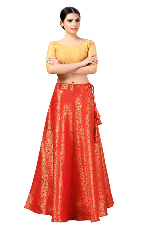 Women's Red Polyester Brocade Skirt (Design 2644)