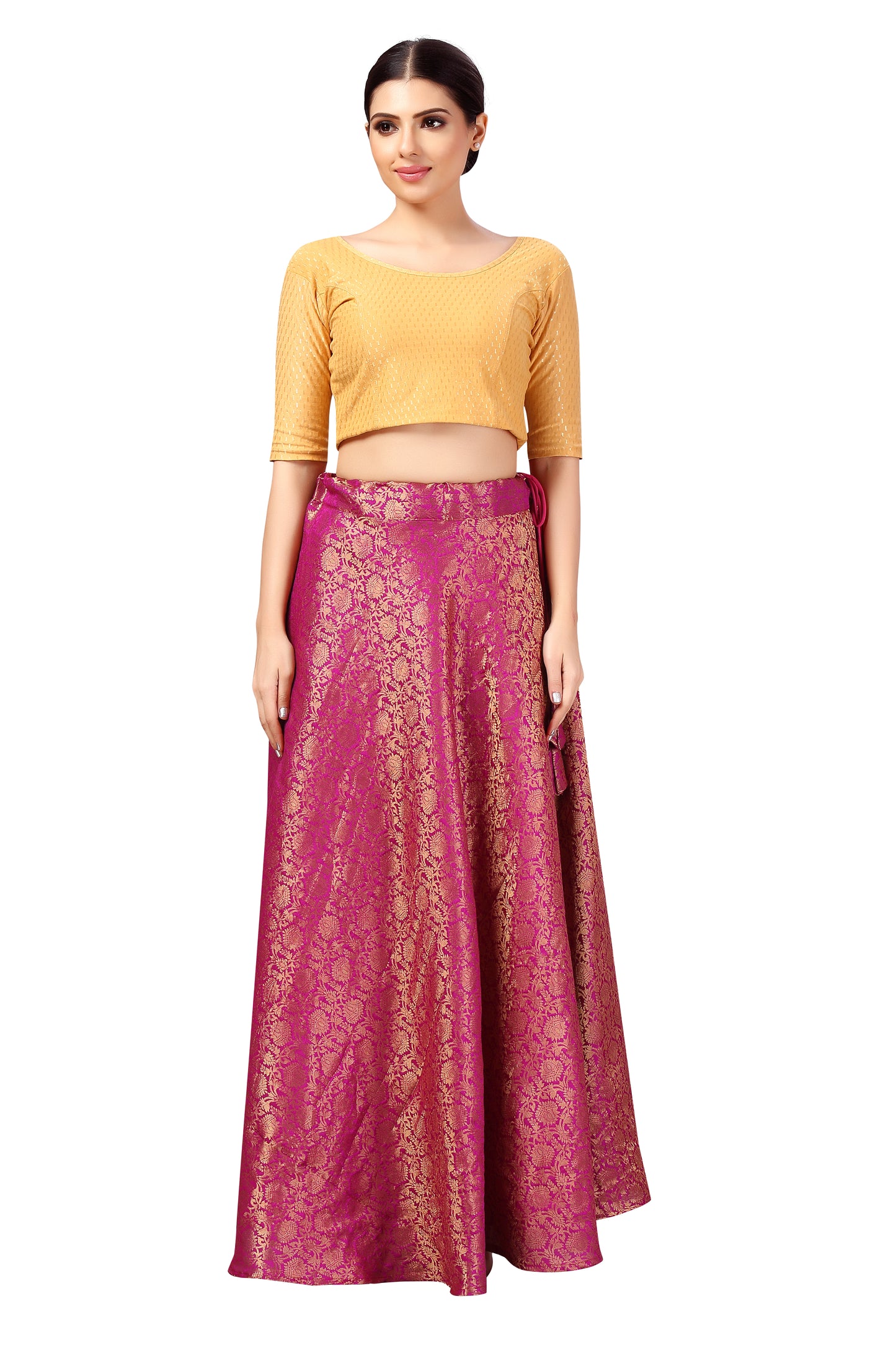 Women's Wine Polyester Brocade Skirt (Design 2644)