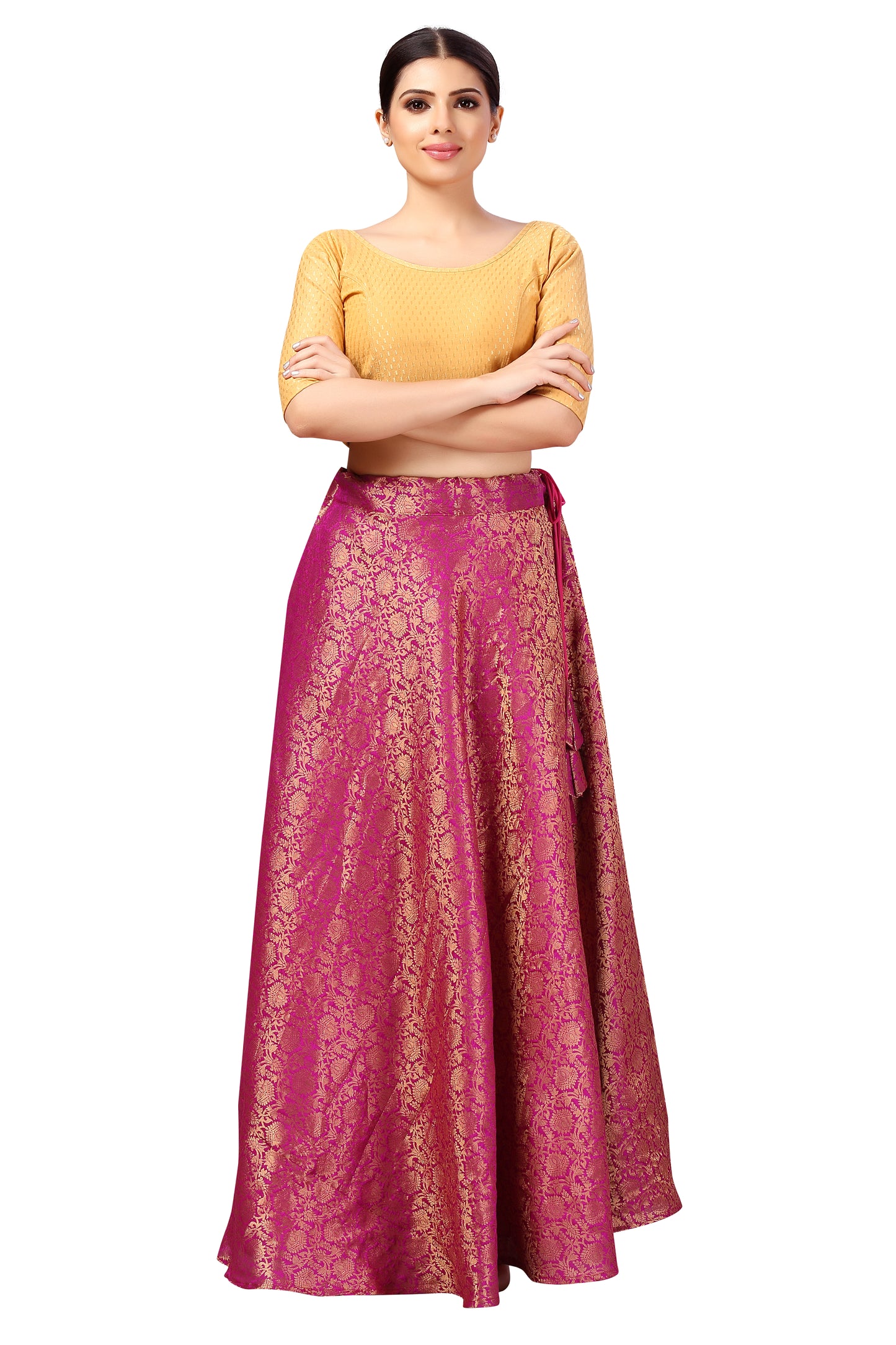 Women's Wine Polyester Brocade Skirt (Design 2644)