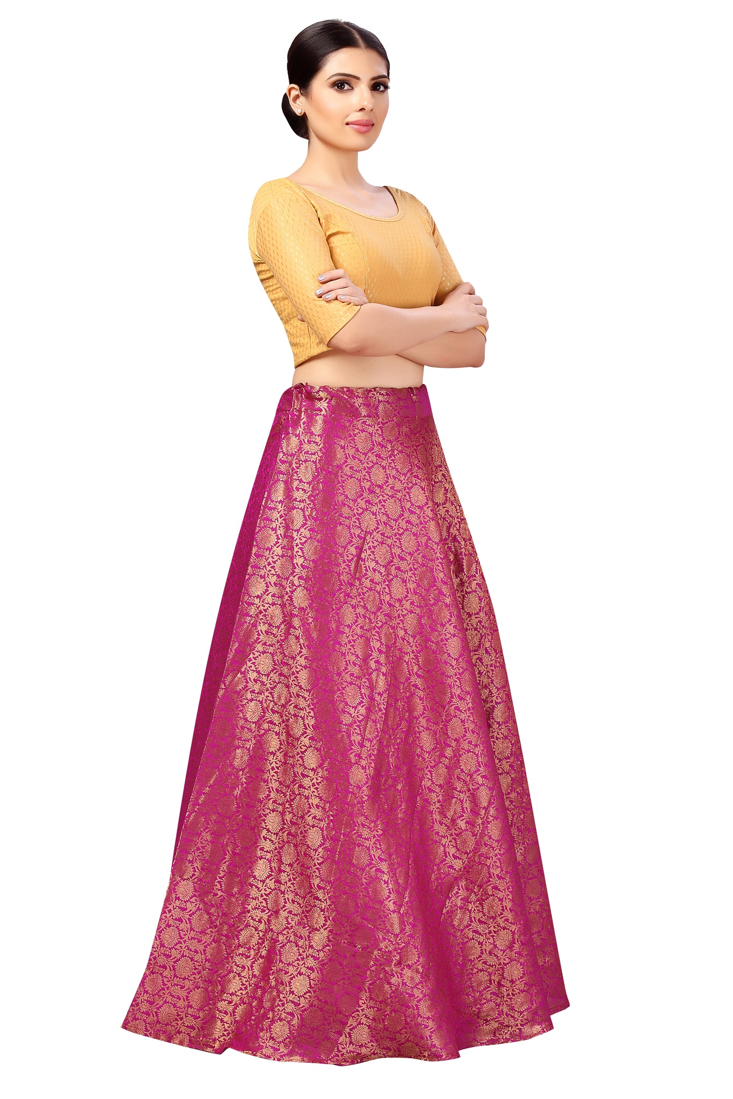 Women's Wine Polyester Brocade Skirt (Design 2644)