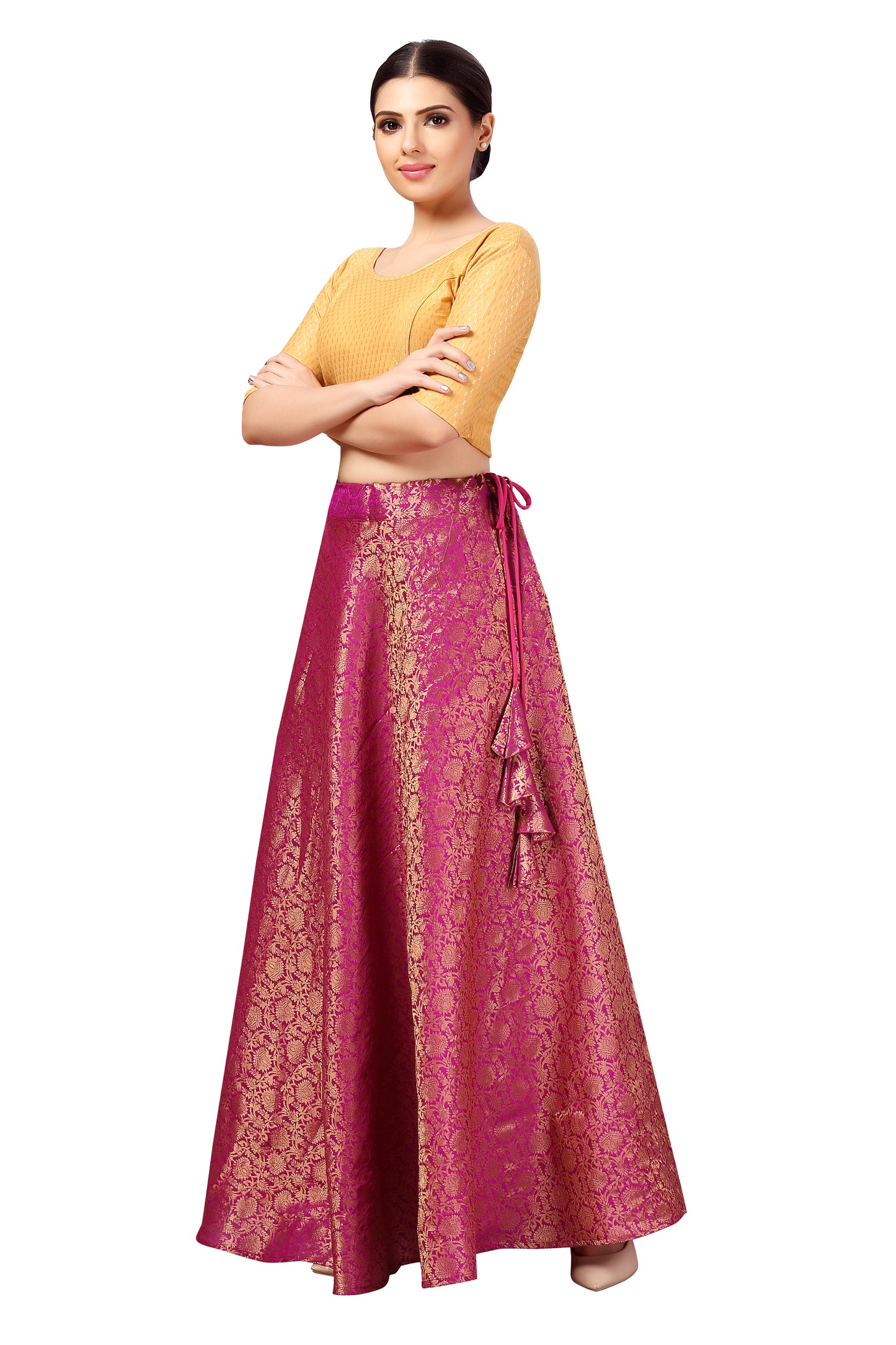 Women's Wine Polyester Brocade Skirt (Design 2644)