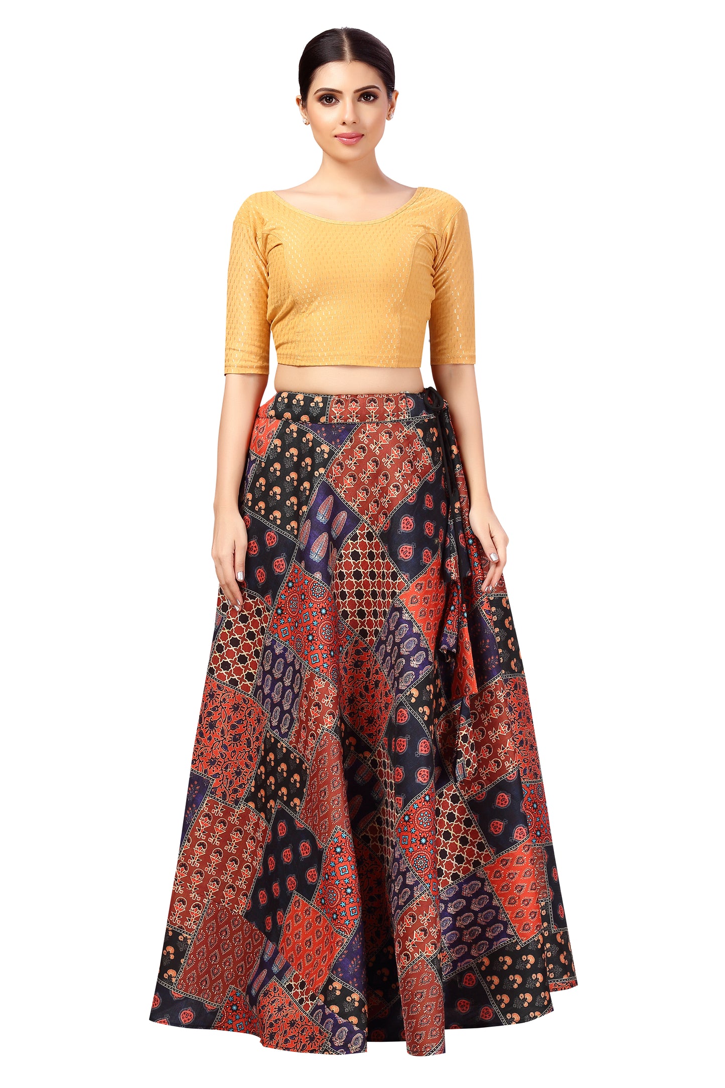 Women's Polyester Brocade Wedding Sangeet Skirt Lehenga (2645 - Multi Colour)