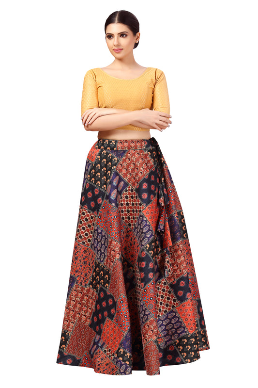 Women's Polyester Brocade Wedding Sangeet Skirt Lehenga (2645 - Multi Colour)
