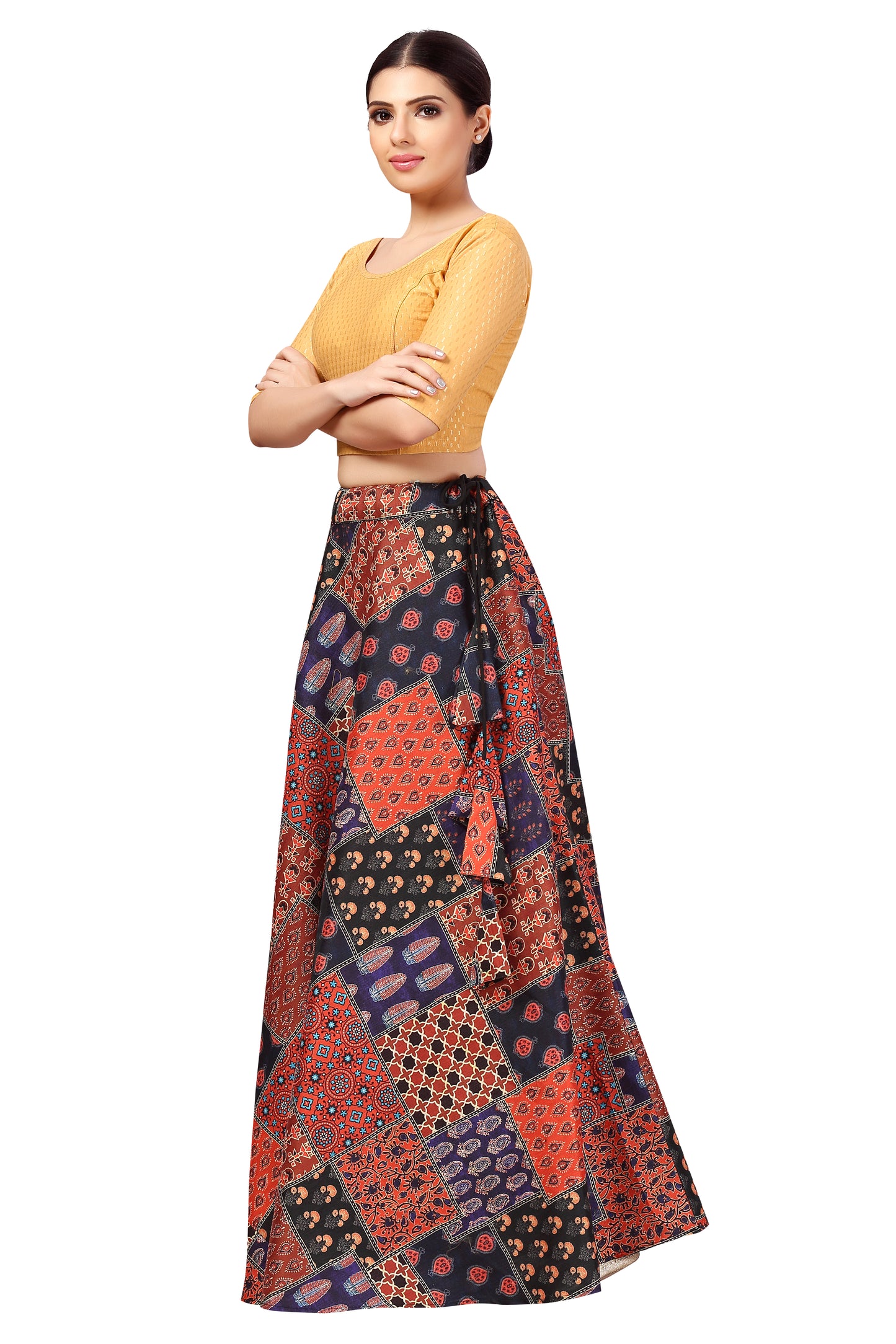 Women's Polyester Brocade Wedding Sangeet Skirt Lehenga (2645 - Multi Colour)