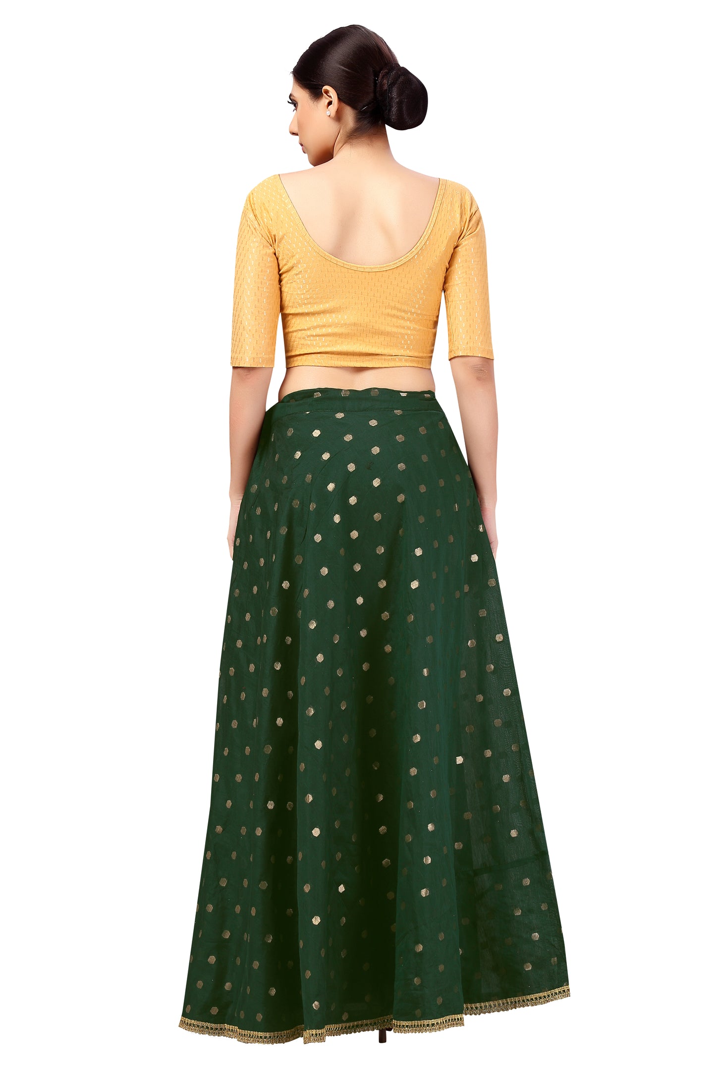 Women's Polyester Chanderi Silk Long Skirt Lehenga (2646 - Bottle Green)