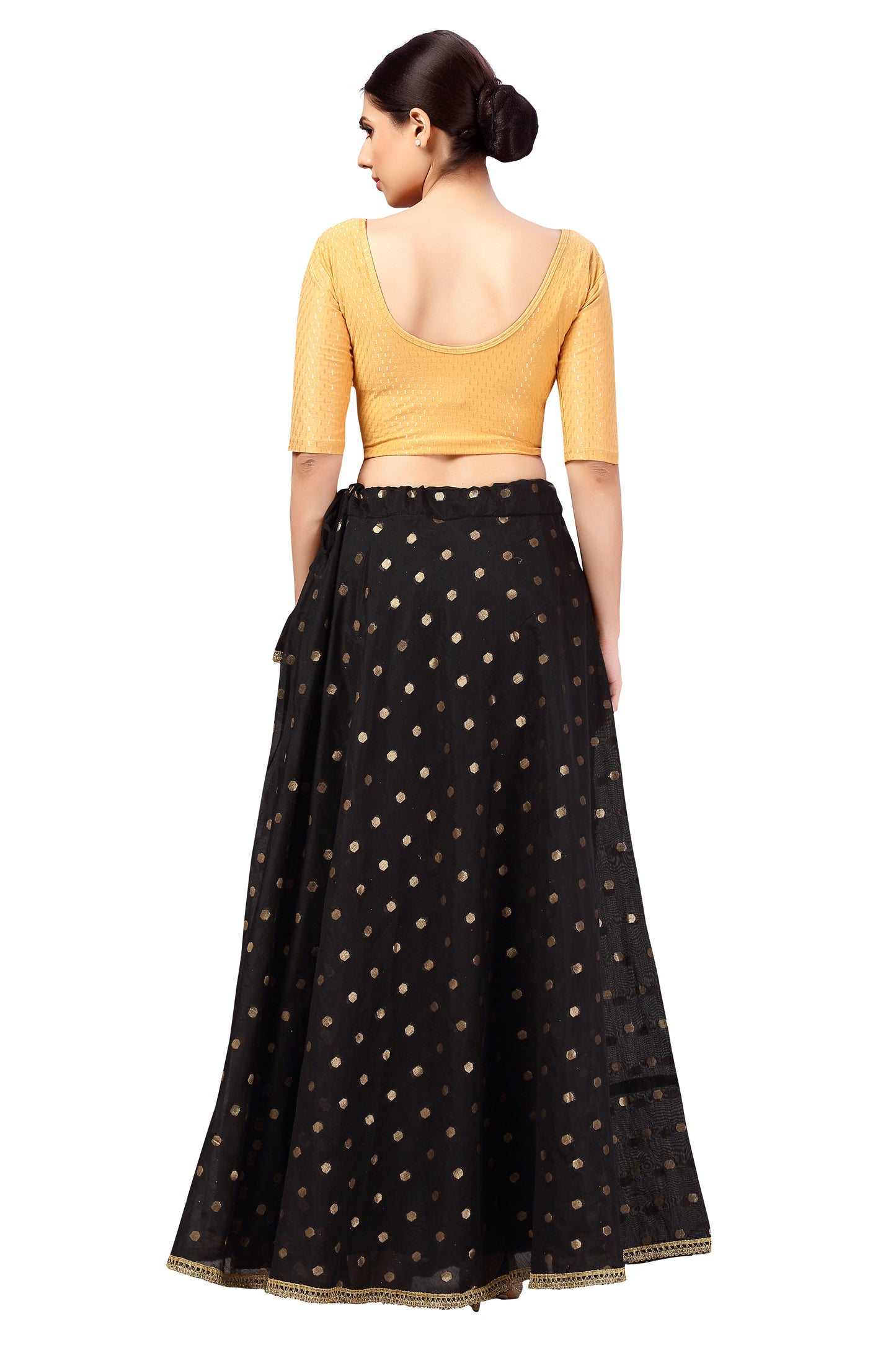 Women's Polyester Chanderi Silk Long Skirt Lehenga (2646 - Black)