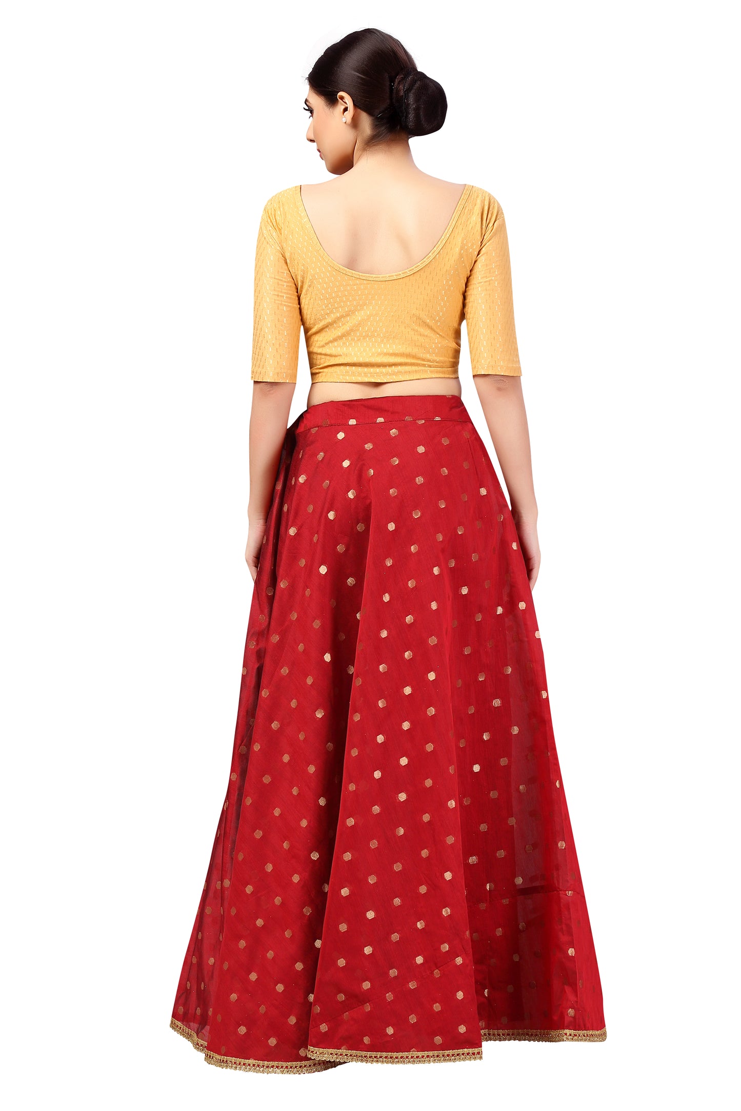 Women's Polyester Chanderi Silk Long Skirt Lehenga (2646 - Maroon)