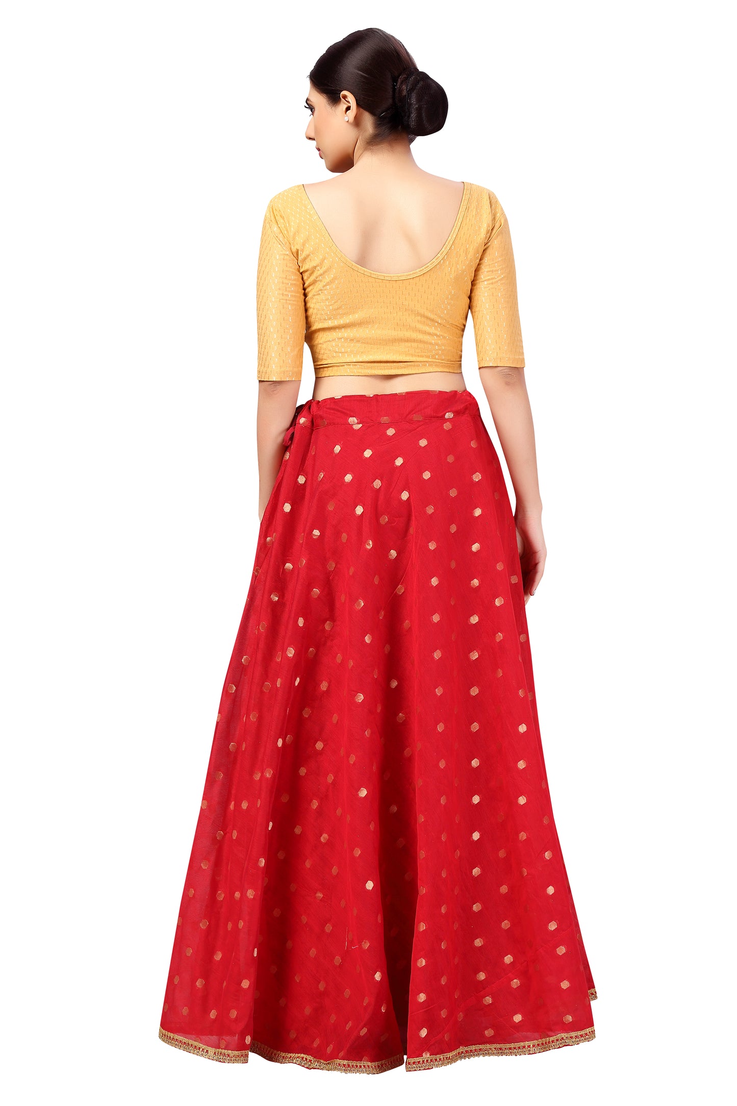 Women's Polyester Chanderi Silk Long Skirt Lehenga (2646 - Red)