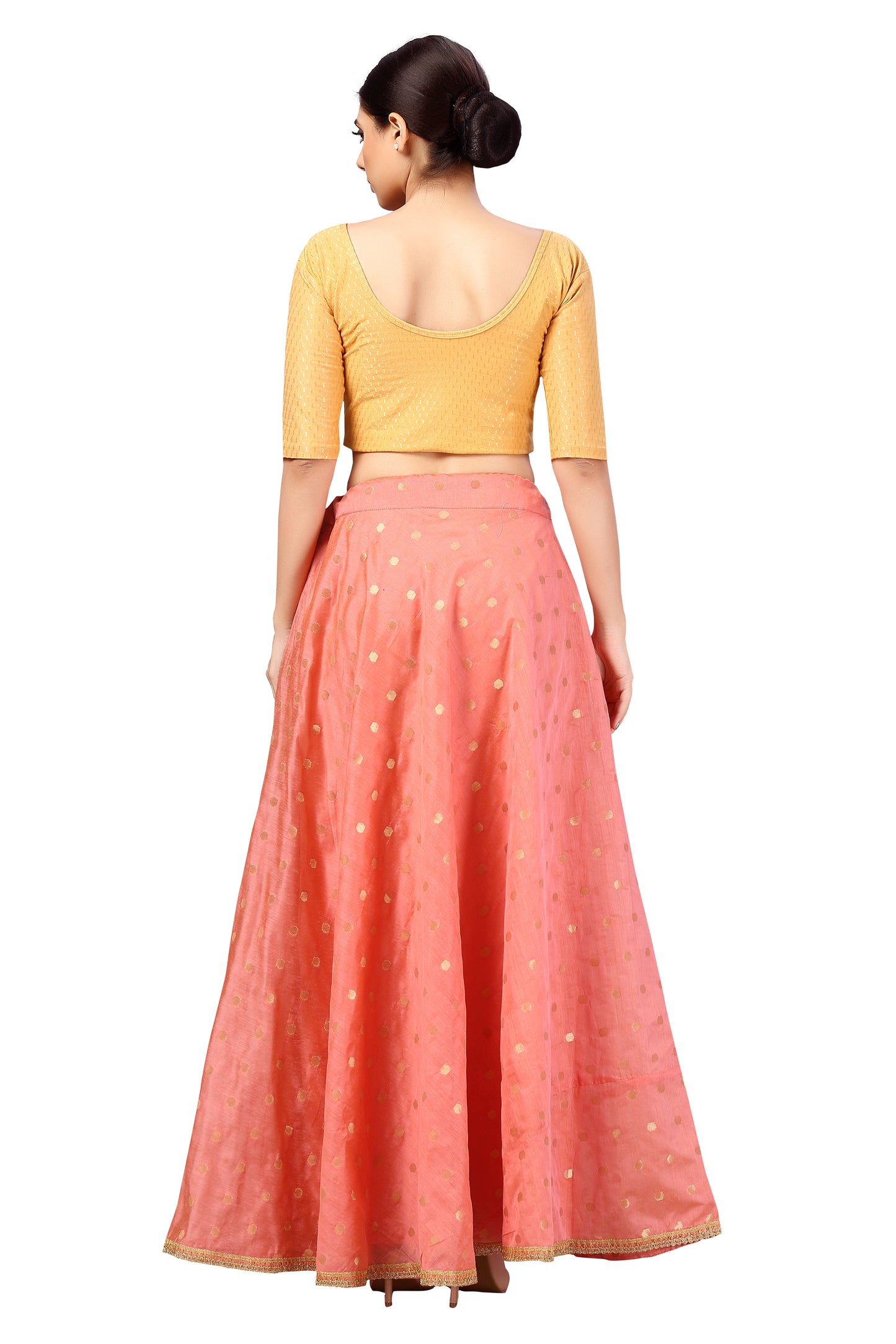 Women's Polyester Chanderi Silk Long Skirt Lehenga (2646 - Rose)