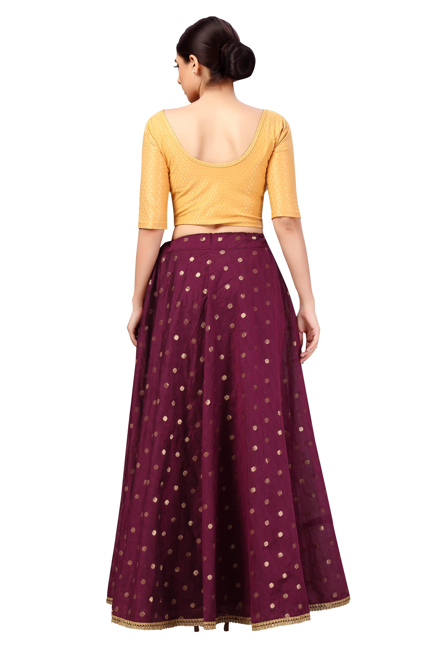 Women's Polyester Chanderi Silk Long Skirt Lehenga (2646 - Wine)