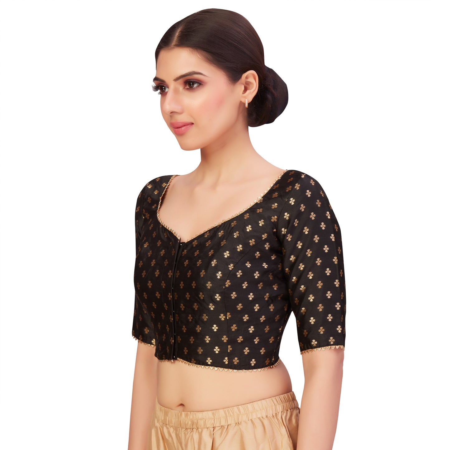 Women's Black Benaras Brocade Polyester Blouse (Design 2652)