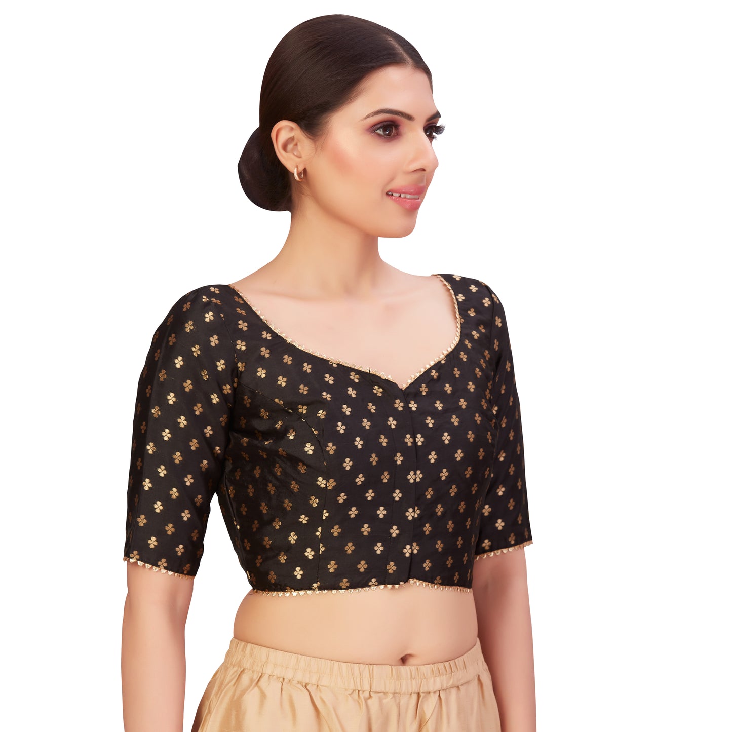 Women's Black Benaras Brocade Polyester Blouse (Design 2652)