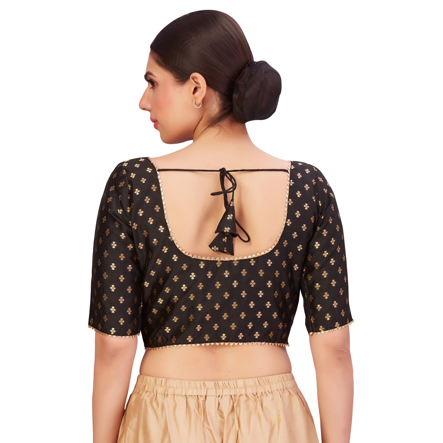 Women's Black Benaras Brocade Polyester Blouse (Design 2652)