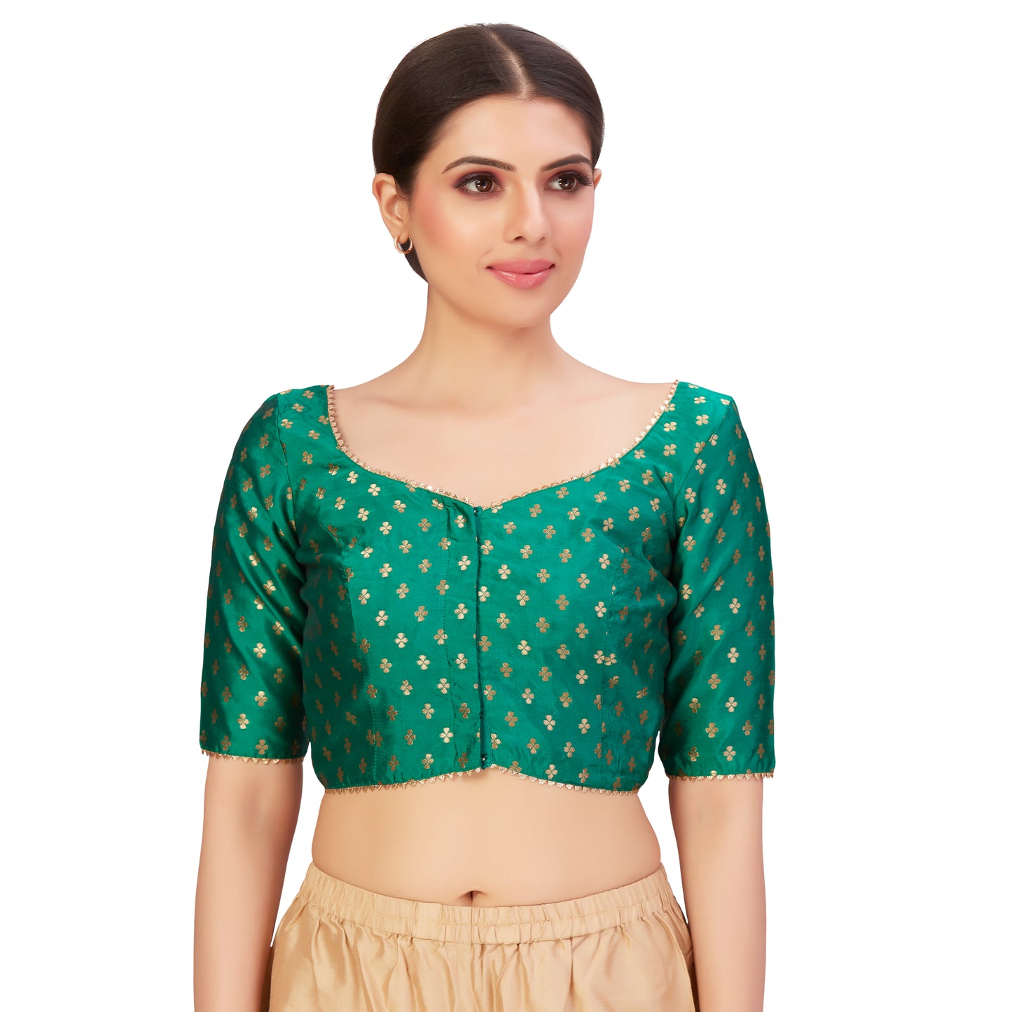 Women's Green Benaras Brocade Polyester Blouse (Design 2652)