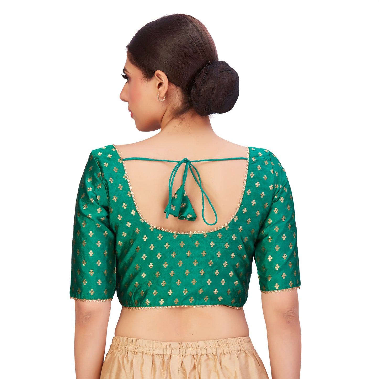 Women's Green Benaras Brocade Polyester Blouse (Design 2652)