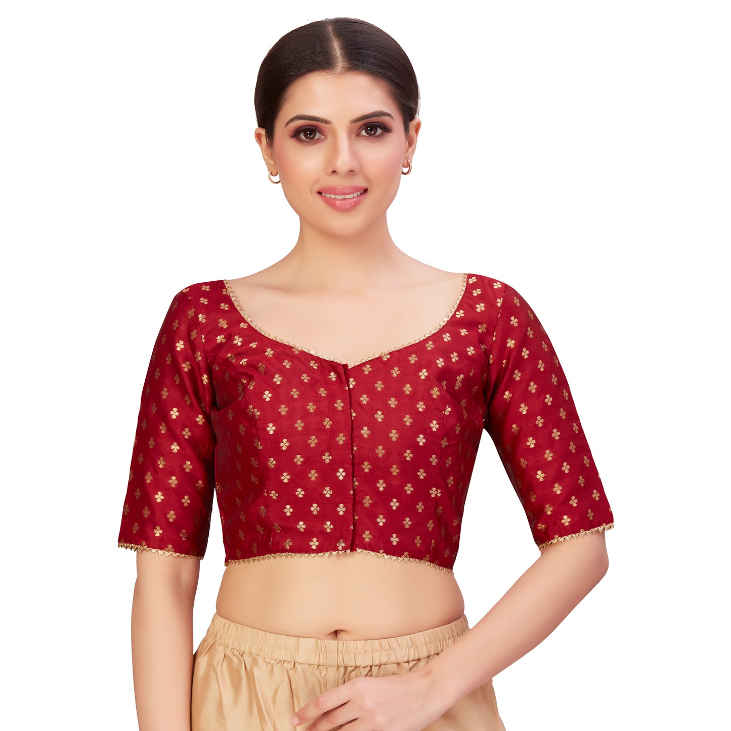 Women's Maroon Benaras Brocade Polyester Blouse (Design 2652)