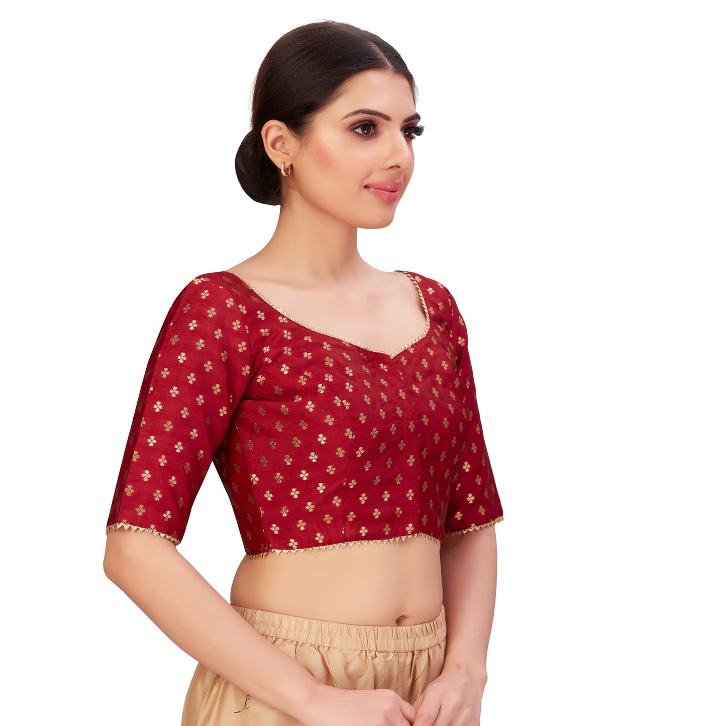 Women's Maroon Benaras Brocade Polyester Blouse (Design 2652)