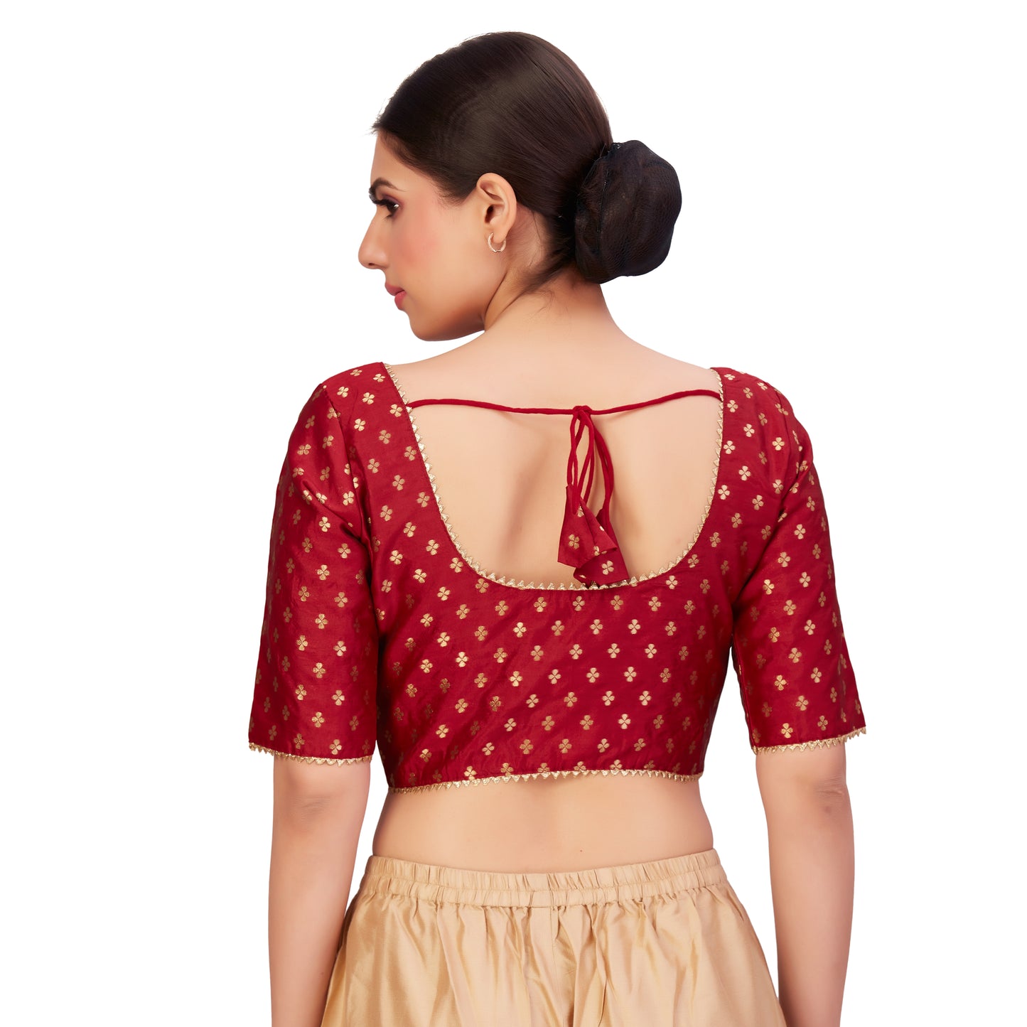 Women's Maroon Benaras Brocade Polyester Blouse (Design 2652)