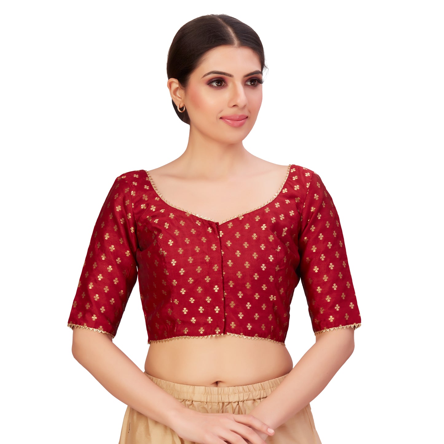 Women's Maroon Benaras Brocade Polyester Blouse (Design 2652)