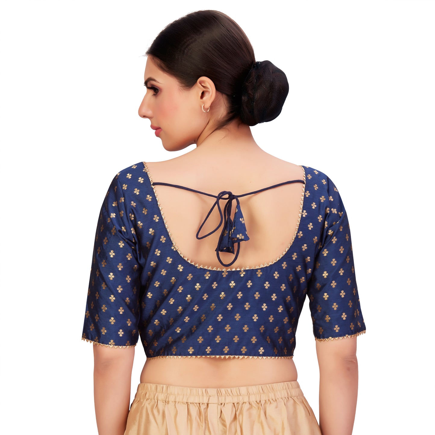 Women's Navy Blue Benaras Brocade Polyester Blouse (Design 2652)