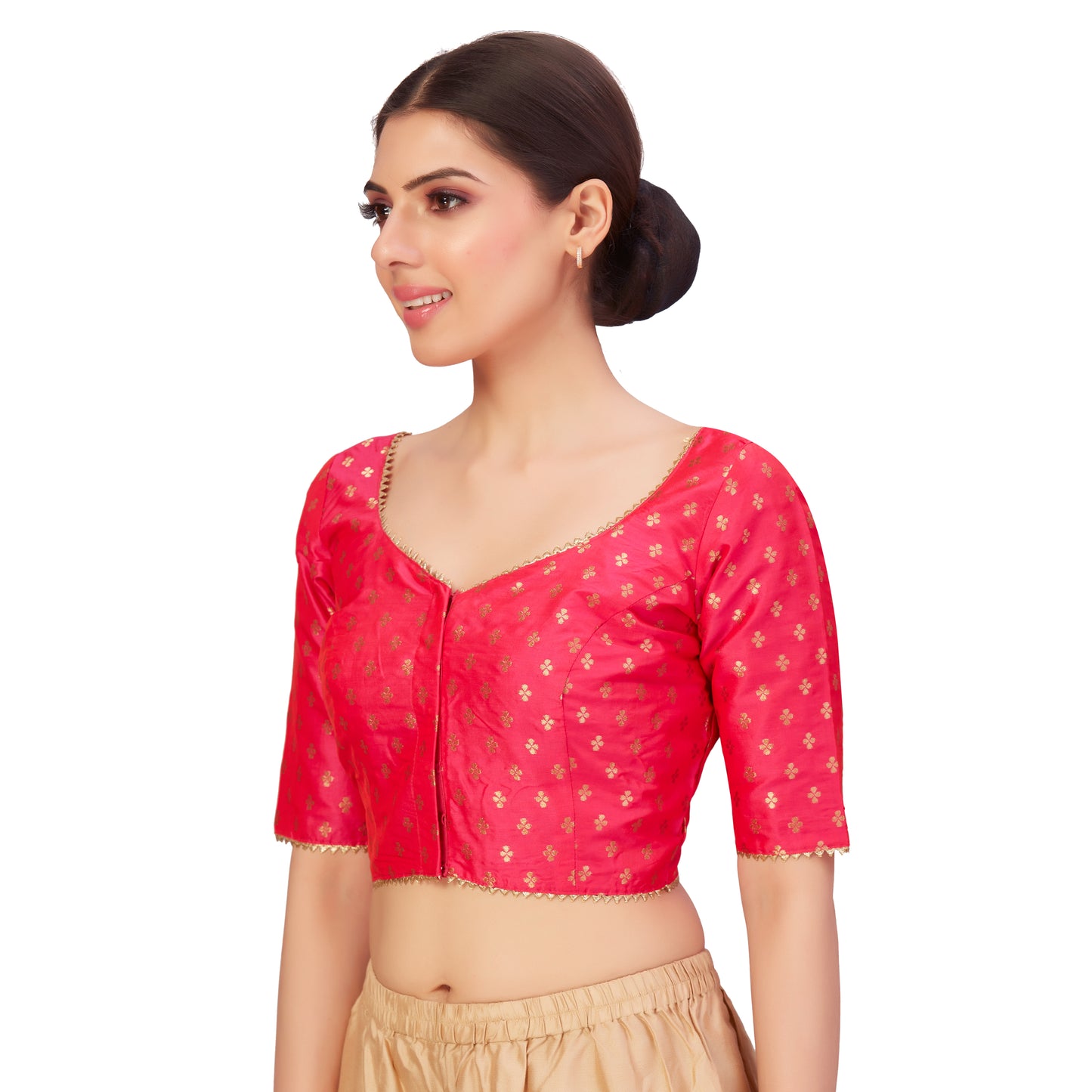 Women's Pink Benaras Brocade Polyester Blouse (Design 2652)