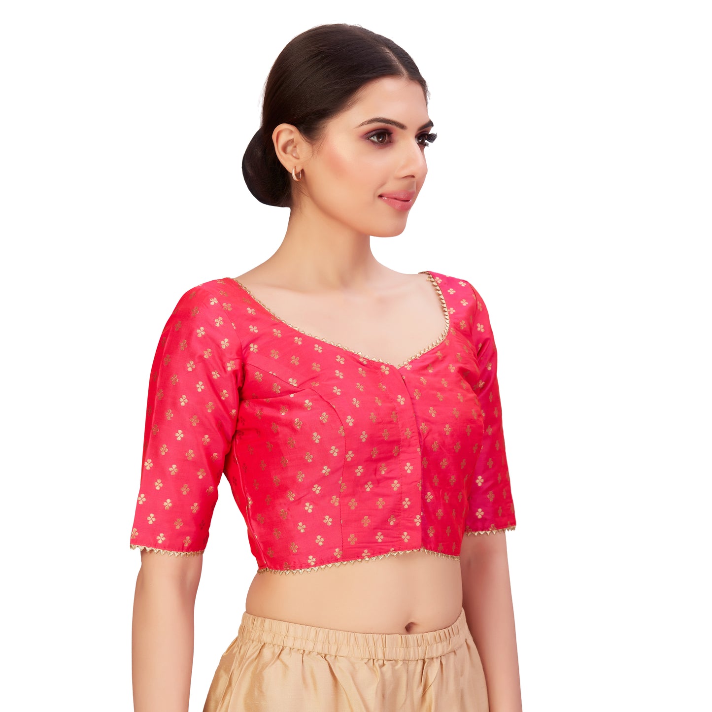 Women's Pink Benaras Brocade Polyester Blouse (Design 2652)